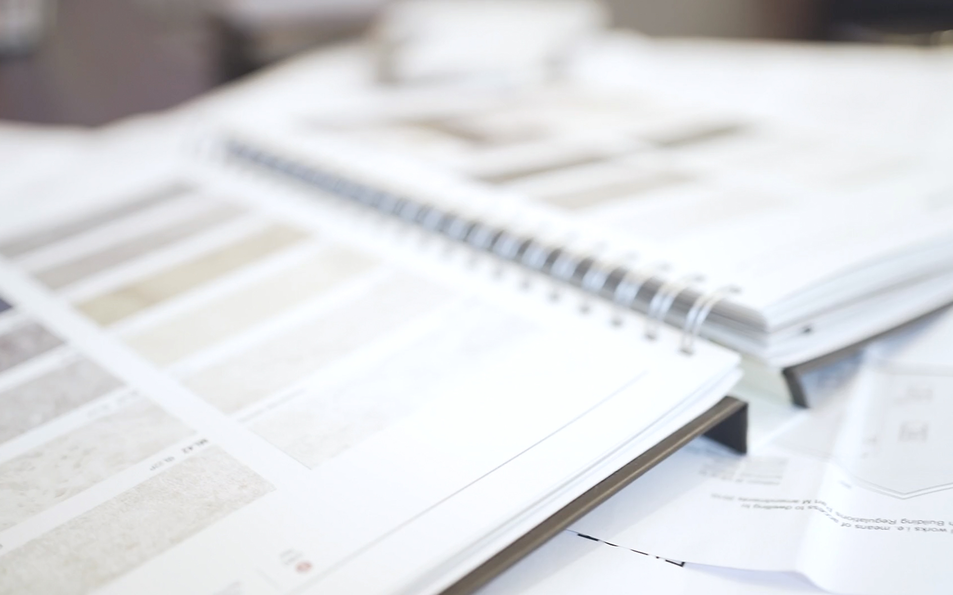 Architectural film samples reviewed for a commercial refurbishment specification