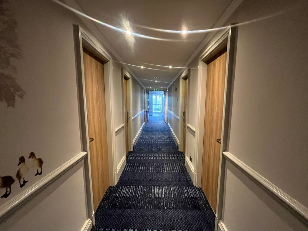 hotel corridor refurbishment with vinyl wrapping