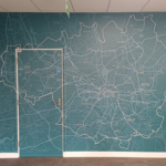 Large format map wall graphic at an office in Manchester