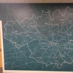Printed map wall graphic at Manchester office location