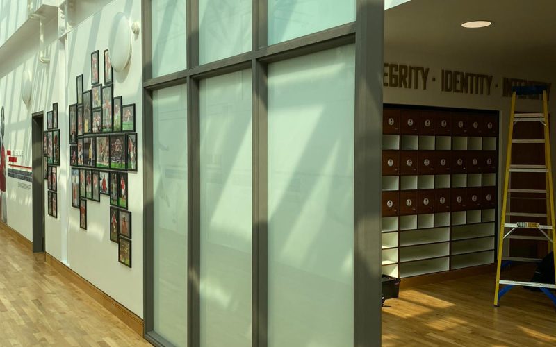 vinyl wrapping at Arsenal FC training facility