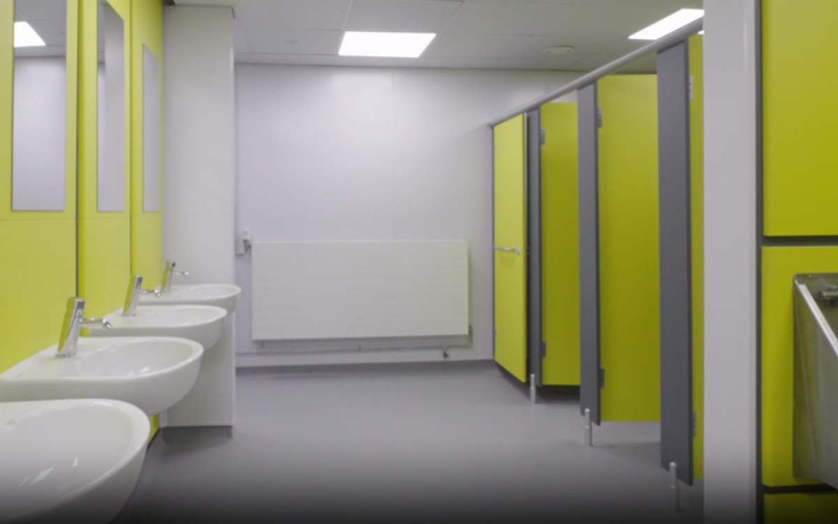cubicles, ips panels and doors wrapped at Manchester College