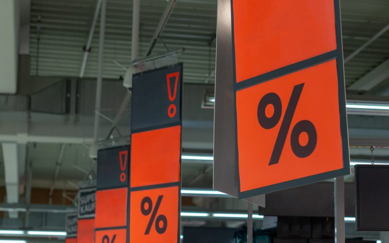 Black friday banners in supermarket concept with copy space. Black friday banners in supermarket concept with copy space